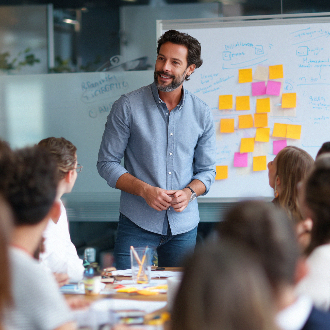 Professional trainer facilitating an engaging workshop session with participants